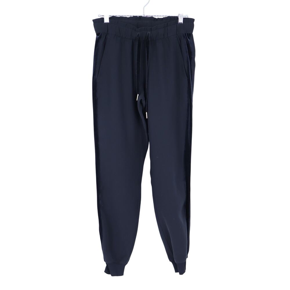 Lululemon On the Fly Jogger Black Velvet Trim Mid Rise Drawstring Women's 4